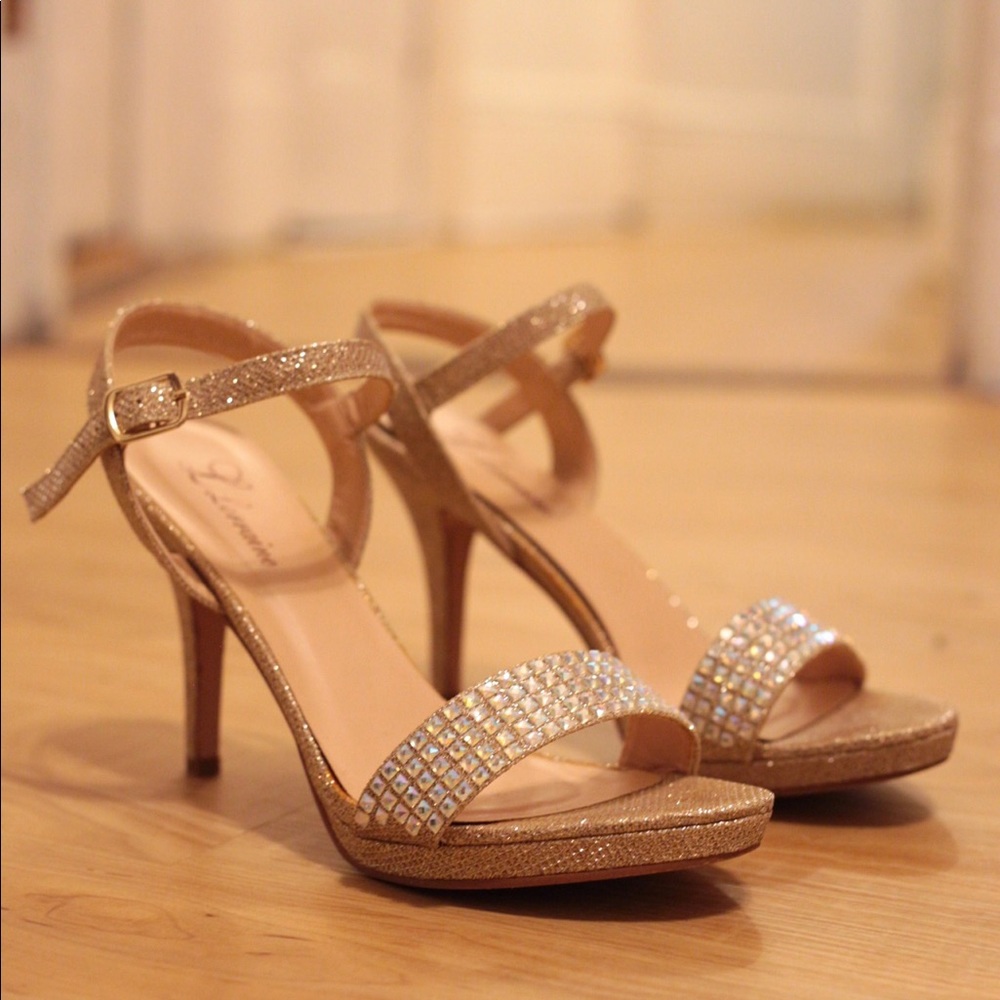 Lauren Lorraine Tan Rhinestone High Heels